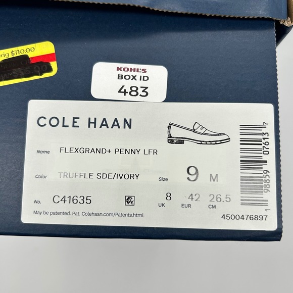 Cole Haan Flexgrand+ Penny Loafers Mens 9 Truffle Suede Ivory Shoes C41635 main image 7